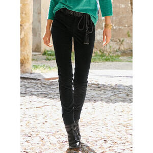 Peruvian Connection Women's Size 6 Black Zoe Velveteen Mid-Rise Skinny Jeans